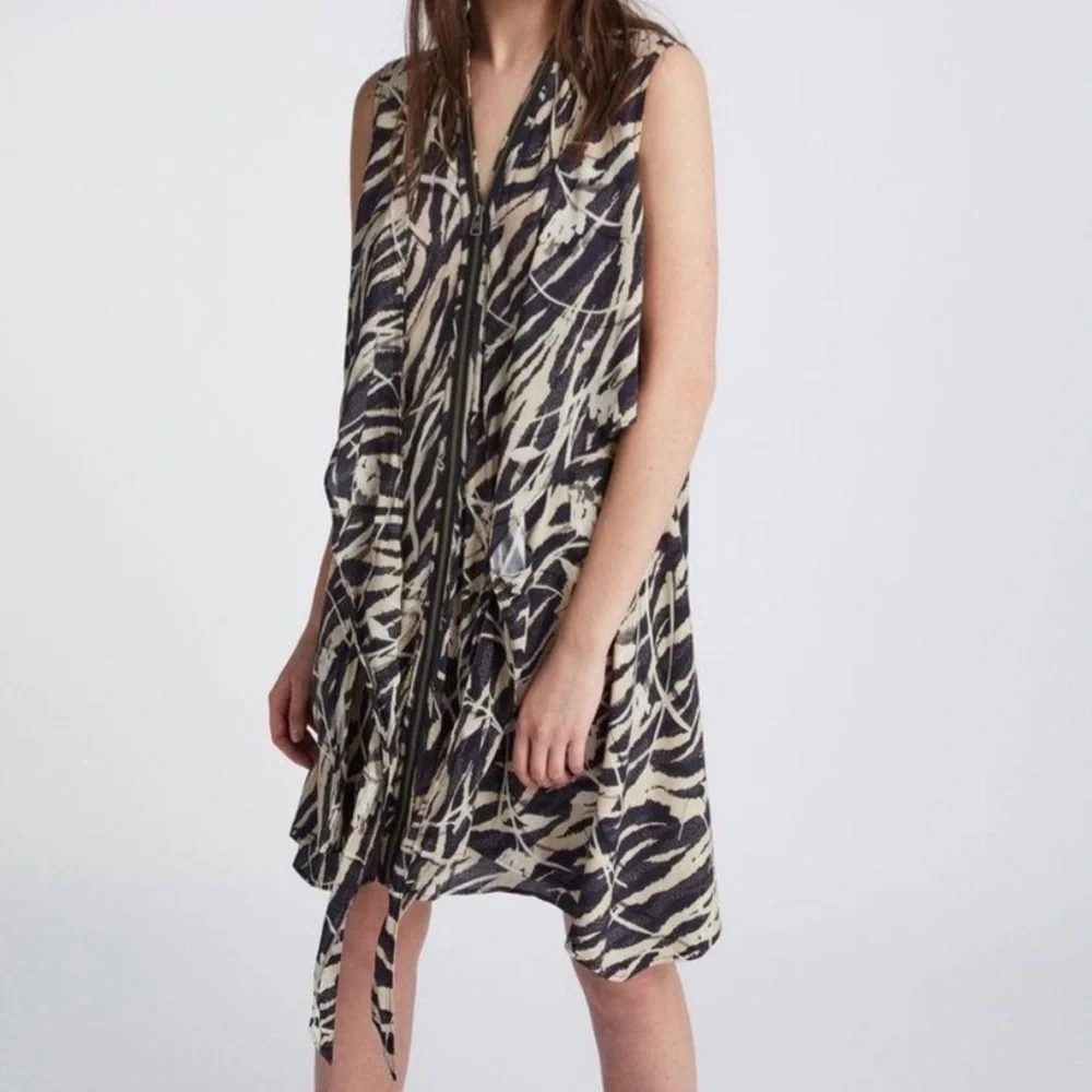 Allsaints Spitalfields Jayda Kazuno Zipper wrap Dress Small $279